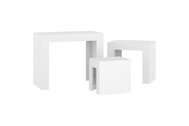 Stablebare salongbord 3 stk hvit sponplate - Hvit - Møbler - Bord - Sofabord
