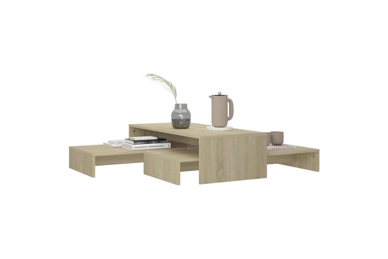 Stablebart salongbordsett 100x100x26,5 cm sponplate - Brun - Møbler - Bord - Sofabord