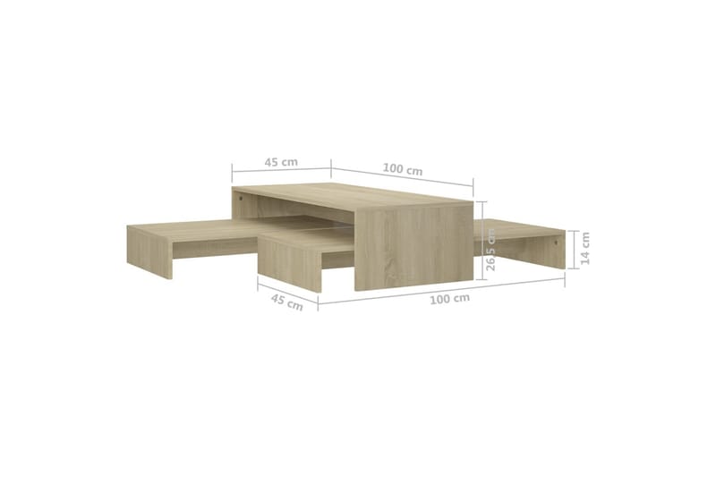 Stablebart salongbordsett 100x100x26,5 cm sponplate - Brun - Møbler - Bord - Sofabord