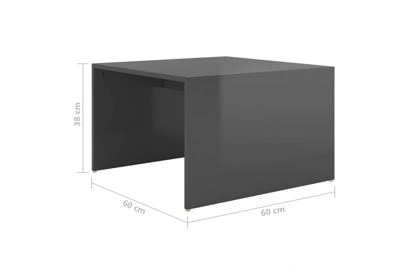 Stablebart salongbordsett 3 stk høyglans grå 60x60x30 cm - Grå - Sofabord