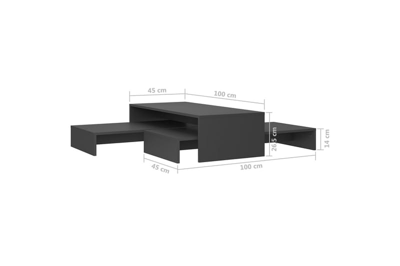 Stablebart salongbordsett grå 100x100x26,5 cm sponplate - Grå - Møbler - Bord - Sofabord