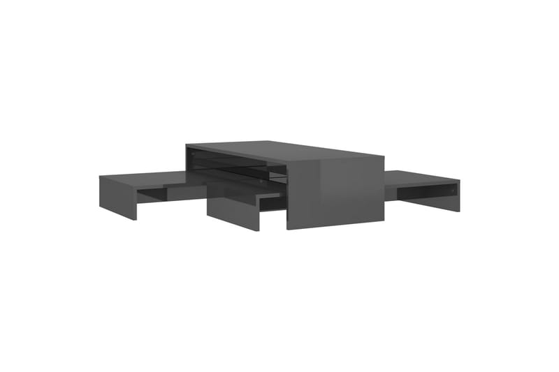Stablebart salongbordsett høyglans grå 100x100x26,5 cm - Grå - Sofabord - Settbord