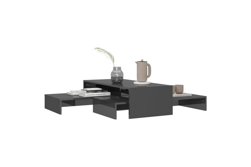 Stablebart salongbordsett høyglans grå 100x100x26,5 cm - Grå - Møbler - Bord - Sofabord
