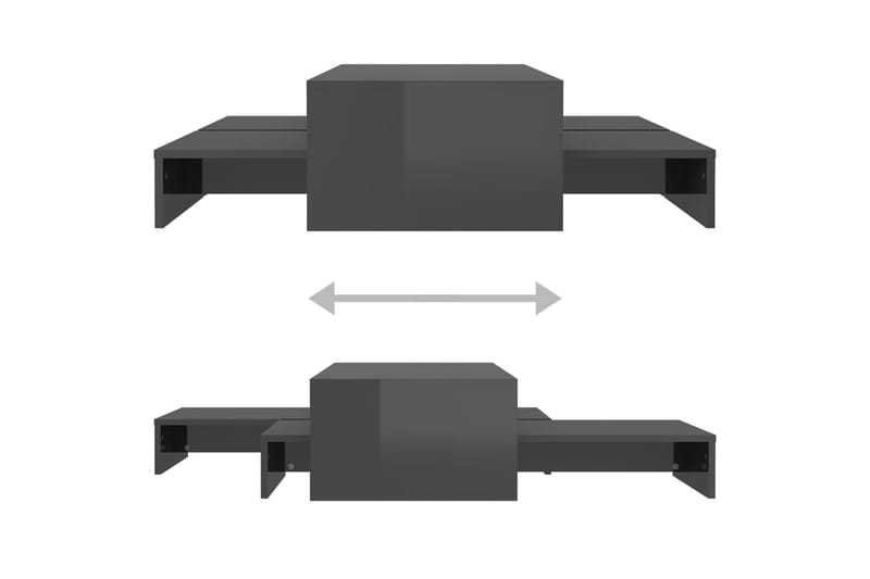 Stablebart salongbordsett høyglans grå 100x100x26,5 cm - Grå - Sofabord - Settbord