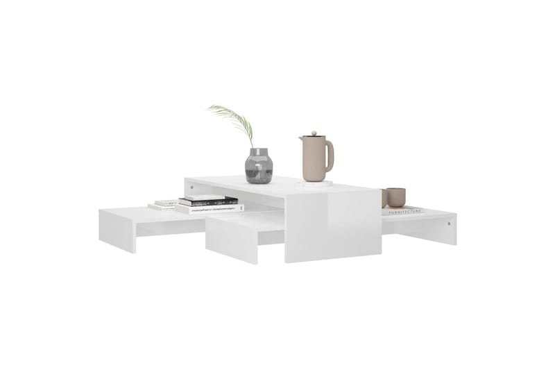 Stablebart salongbordsett høyglans hvit 100x100x26,5 cm - Hvit - Møbler - Bord - Sofabord
