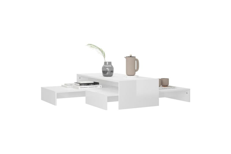 Stablebart salongbordsett høyglans hvit 100x100x26,5 cm - Hvit - Sofabord - Settbord