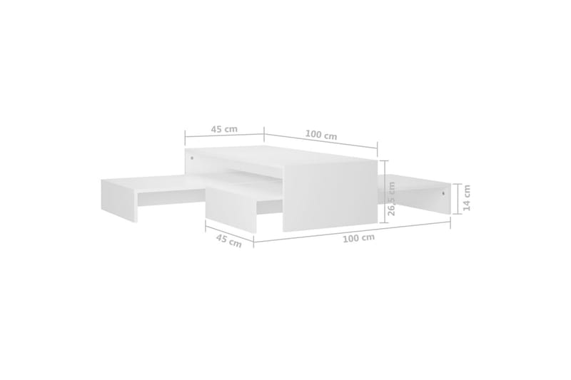 Stablebart salongbordsett hvit 100x100x26,5 cm sponplate - Hvit - Sofabord - Settbord