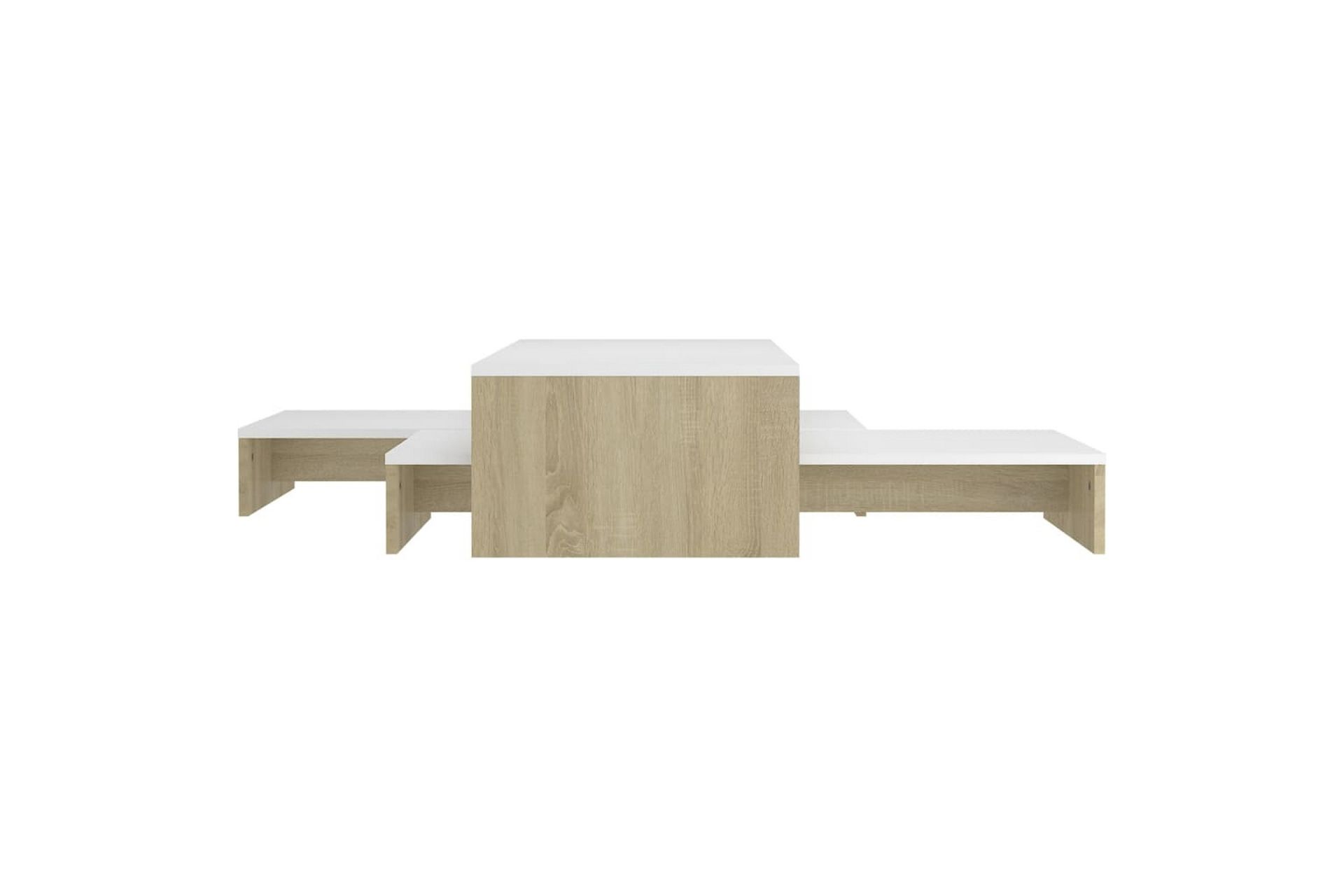 Stablebart salongbordsett hvit og sonoma eik 100x100x26,5 cm - Beige - Møbler - Bord - Sofabord