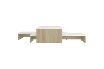 Stablebart salongbordsett hvit og sonoma eik 100x100x26,5 cm - Beige - Møbler - Bord - Sofabord
