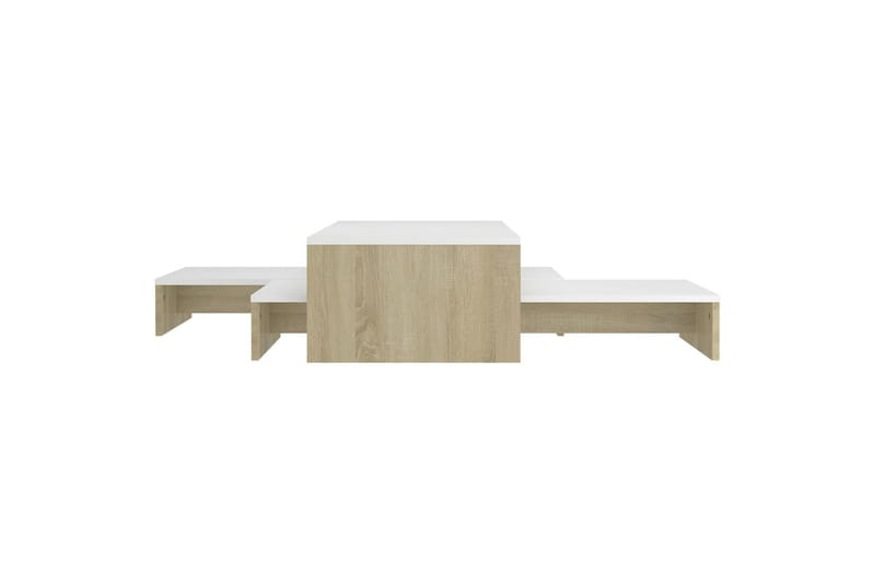 Stablebart salongbordsett hvit og sonoma eik 100x100x26,5 cm - Beige - Sofabord - Settbord