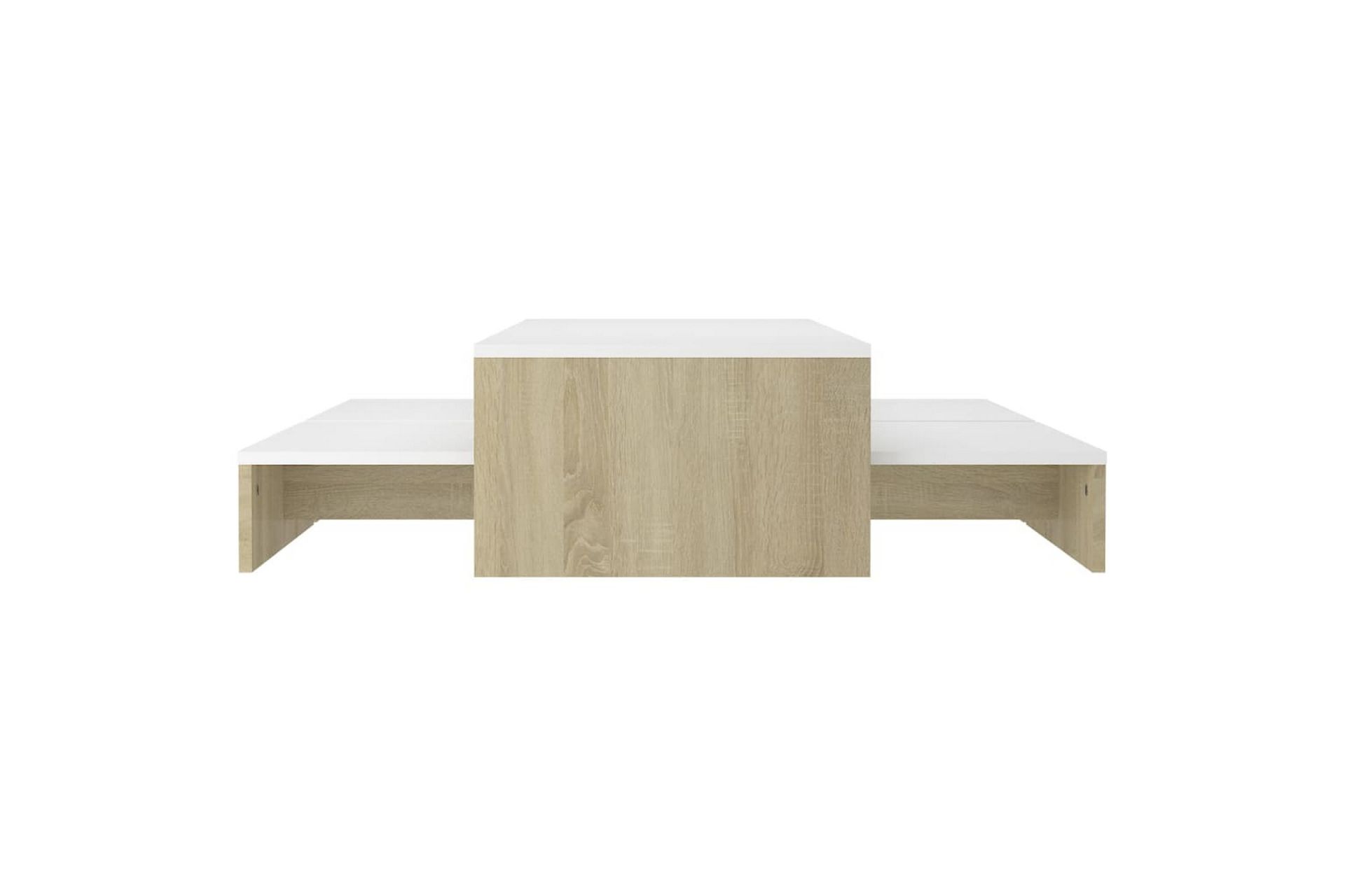 Stablebart salongbordsett hvit og sonoma eik 100x100x26,5 cm - Beige - Møbler - Bord - Sofabord