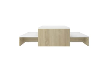 Stablebart salongbordsett hvit og sonoma eik 100x100x26,5 cm - Beige - Møbler - Bord - Sofabord