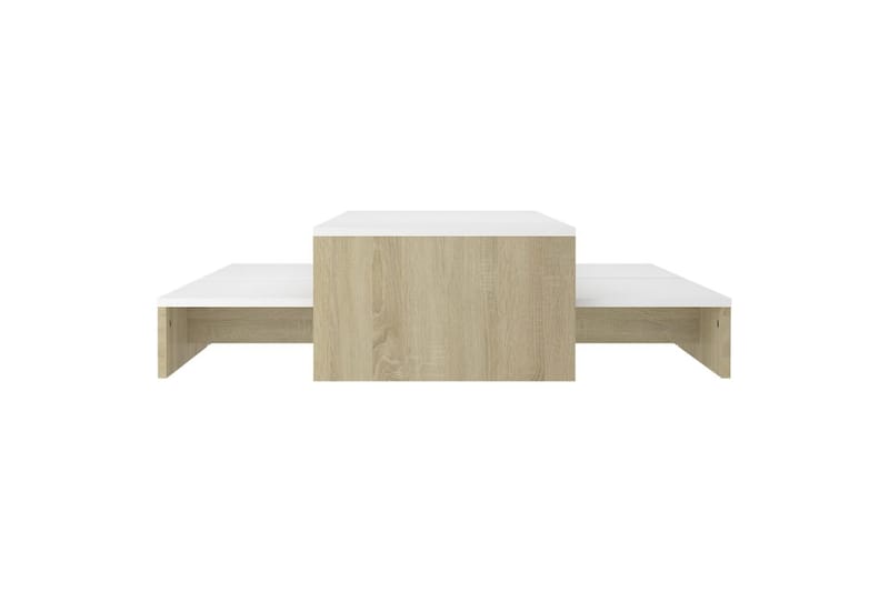 Stablebart salongbordsett hvit og sonoma eik 100x100x26,5 cm - Beige - Møbler - Bord - Sofabord