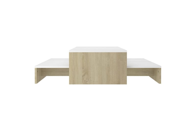 Stablebart salongbordsett hvit og sonoma eik 100x100x26,5 cm - Beige - Sofabord - Settbord