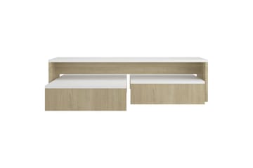 Stablebart salongbordsett hvit og sonoma eik 100x100x26,5 cm - Beige - Møbler - Bord - Sofabord