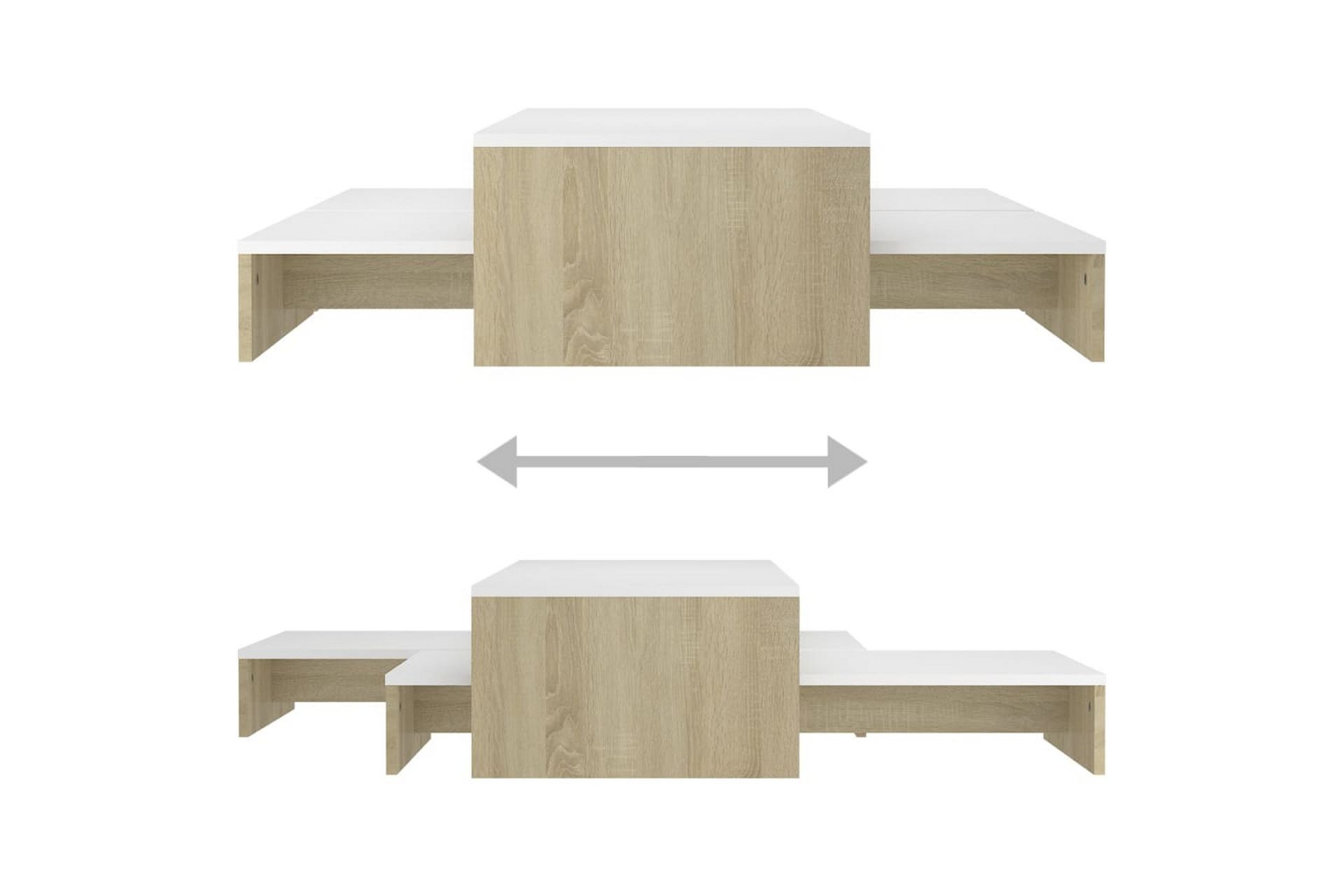 Stablebart salongbordsett hvit og sonoma eik 100x100x26,5 cm - Beige - Møbler - Bord - Sofabord