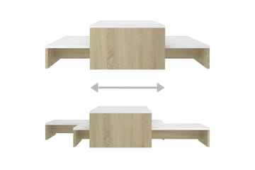 Stablebart salongbordsett hvit og sonoma eik 100x100x26,5 cm - Beige - Møbler - Bord - Sofabord