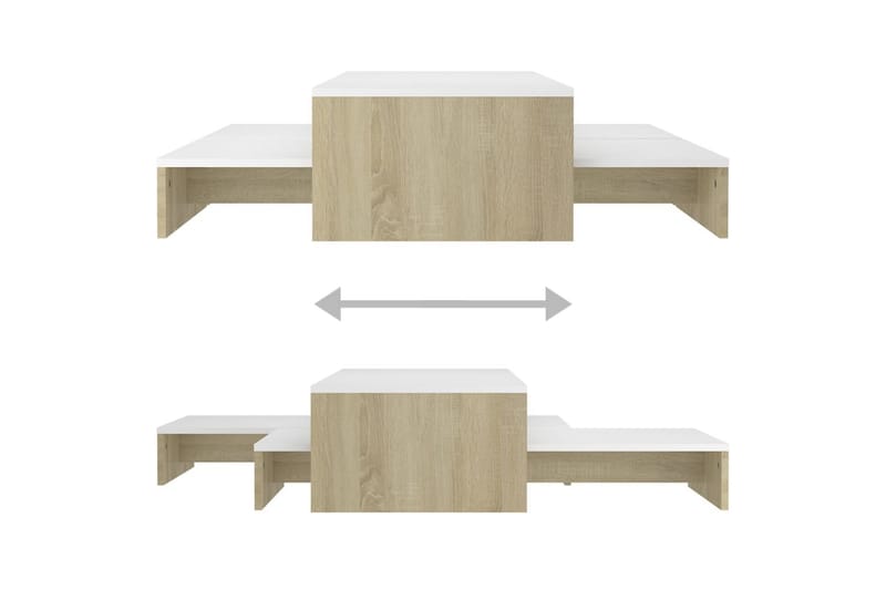 Stablebart salongbordsett hvit og sonoma eik 100x100x26,5 cm - Beige - Møbler - Bord - Sofabord