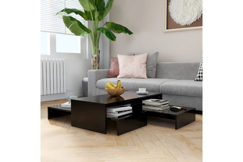 Stablebart salongbordsett svart 100x100x26,5 cm sponplate - Svart - Sofabord - Settbord