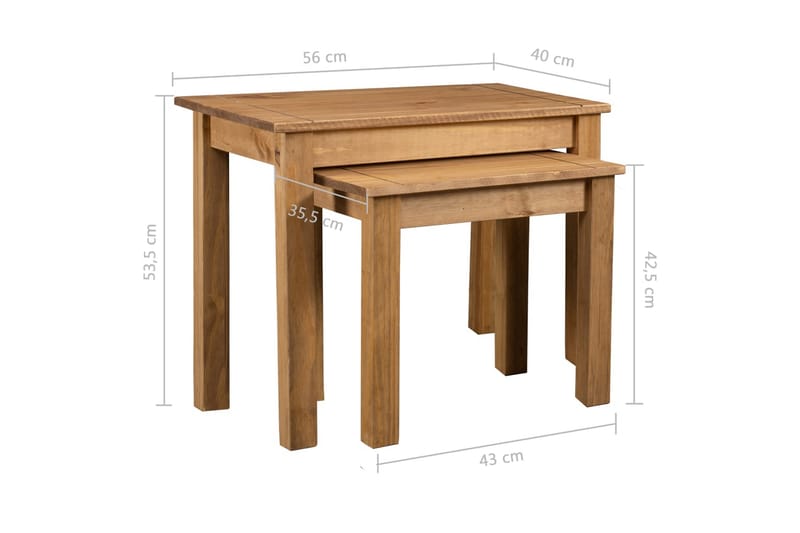 Stablebord 2 stk heltre furu Panama Range - Møbler - Bord - Sofabord