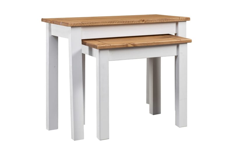 Stablebord 2 stk hvit heltre furu Panama Range - Møbler - Bord - Sofabord