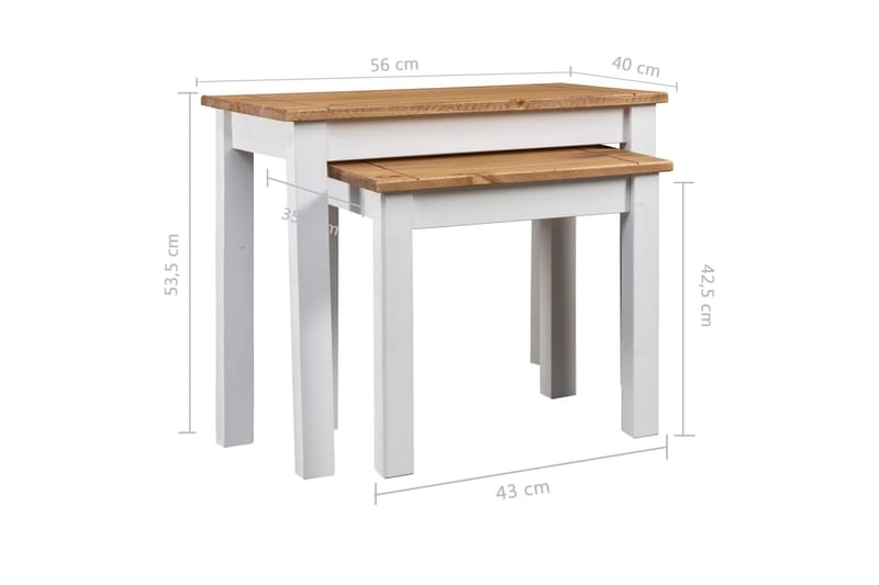 Stablebord 2 stk hvit heltre furu Panama Range - Møbler - Bord - Sofabord