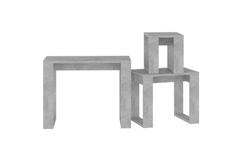 Stablebord 3 stk betonggrå sponplate - Grå - Sofabord - Settbord
