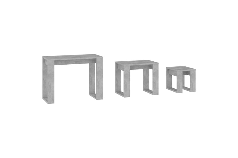 Stablebord 3 stk betonggrå sponplate - Grå - Sofabord - Settbord