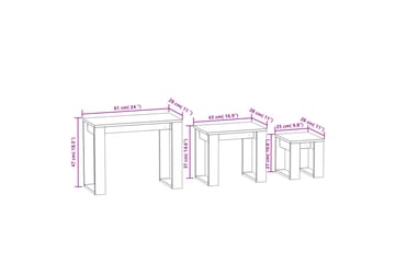 Stablebord 3 stk brun eik konstruert tre - Brun - Møbler - Bord - Sofabord