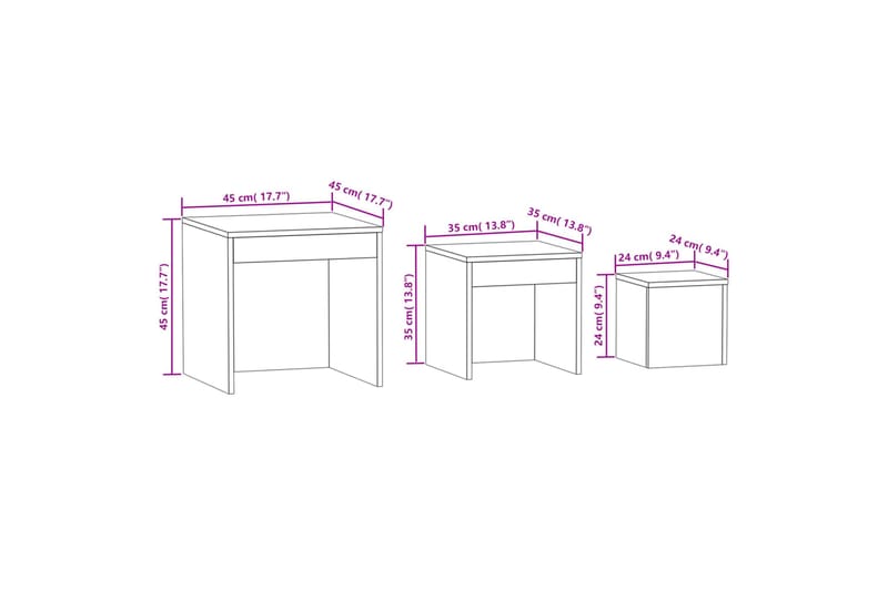 Stablebord 3 stk brun eik konstruert tre - Brun - Møbler - Bord - Sofabord