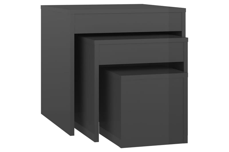 Stablebord 3 stk høyglans grå sponplate - Grå - Sofabord - Settbord