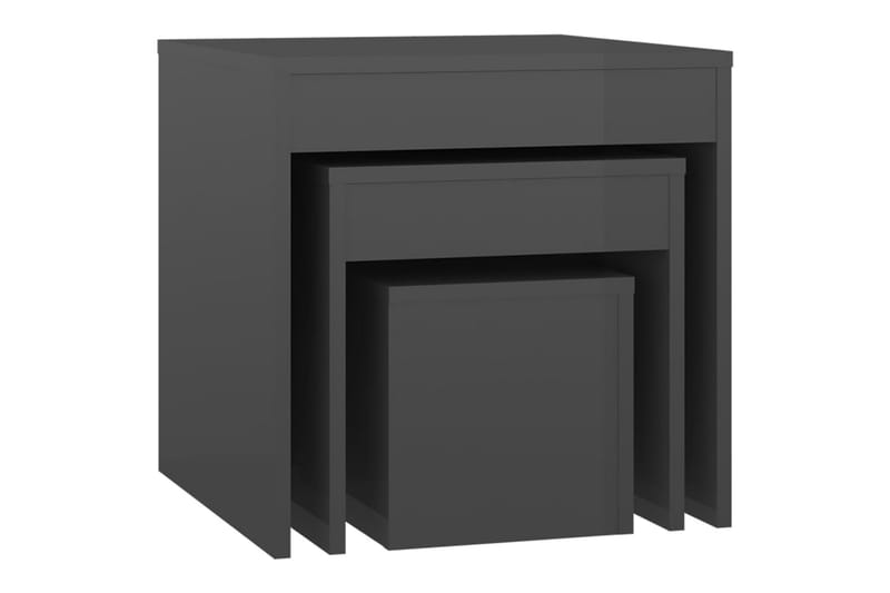 Stablebord 3 stk høyglans grå sponplate - Grå - Sofabord - Settbord