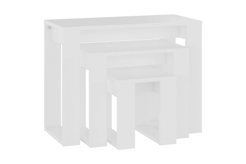 Stablebord 3 stk hvit sponplate - Hvit - Sofabord - Settbord