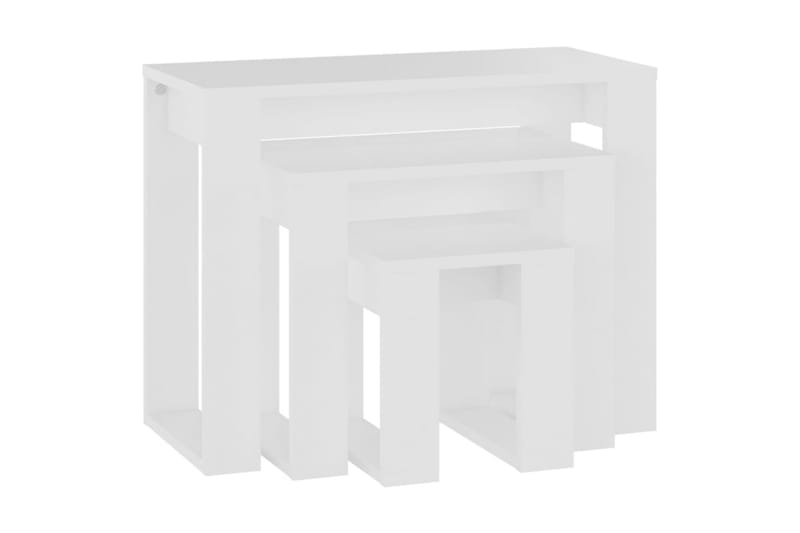 Stablebord 3 stk hvit sponplate - Hvit - Møbler - Bord - Sofabord
