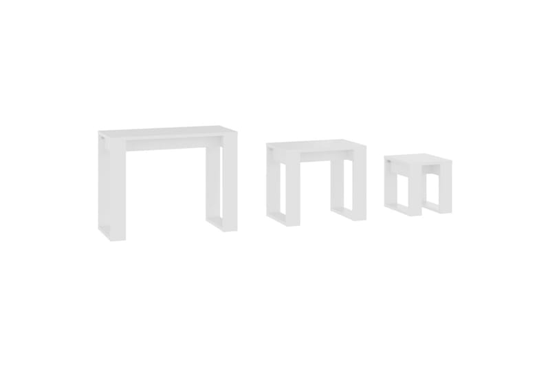 Stablebord 3 stk hvit sponplate - Hvit - Møbler - Bord - Sofabord