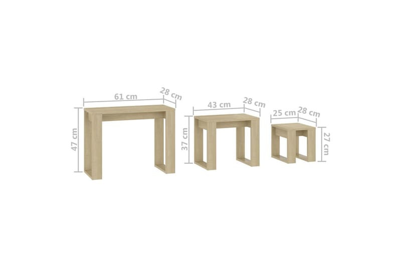 Stablebord 3 stk sonoma eik sponplate - Brun - Møbler - Bord - Sofabord