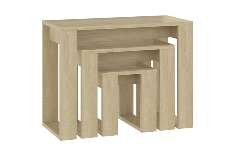 Stablebord 3 stk sonoma eik sponplate - Brun - Møbler - Bord - Sofabord