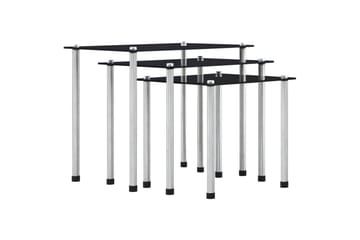 Stablebord 3 stk svart herdet glass - Møbler - Bord - Sofabord