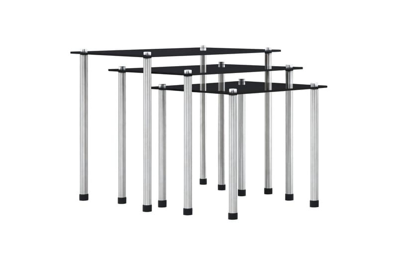 Stablebord 3 stk svart herdet glass - Møbler - Bord - Sofabord