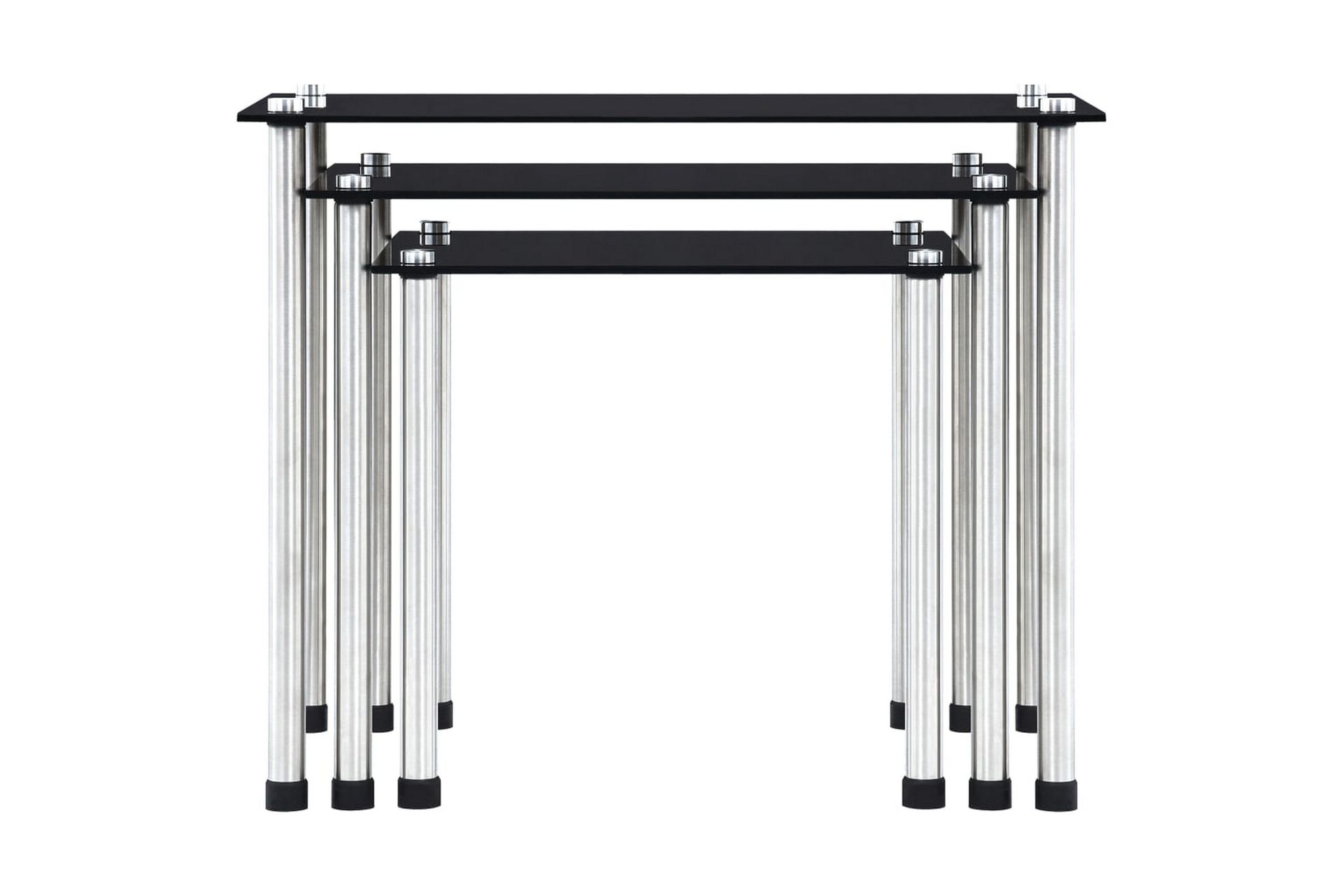 Stablebord 3 stk svart herdet glass - Møbler - Bord - Sofabord