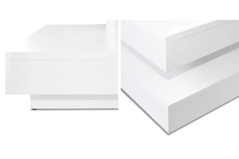 Stoliv Sofabord 70 cm Vridbart med Oppbevaringshylle - Hvit - Møbler - Bord - Sofabord