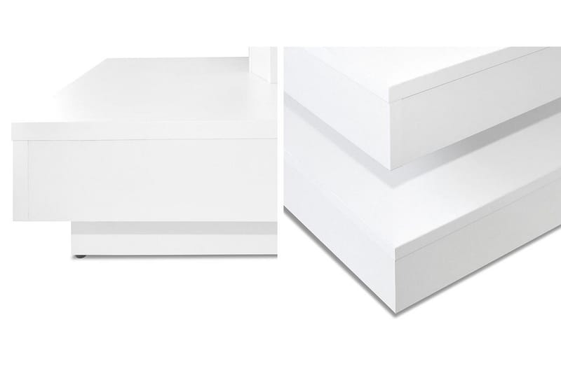 Stoliv Sofabord 70 cm Vridbart med Oppbevaringshylle - Hvit - Møbler - Bord - Sofabord