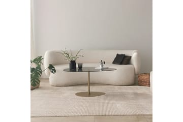 Svanabyn 90 cm Ovalt Sofabord i Glass og Metall - Grå - Møbler - Bord - Sofabord
