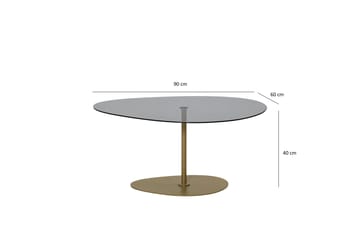 Svanabyn 90 cm Ovalt Sofabord i Glass og Metall - Grå - Møbler - Bord - Sofabord