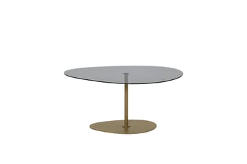 Svanabyn 90 cm Ovalt Sofabord i Glass og Metall - Grå - Møbler - Bord - Sofabord