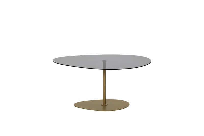 Svanabyn 90 cm Ovalt Sofabord i Glass og Metall - Grå - Møbler - Bord - Sofabord