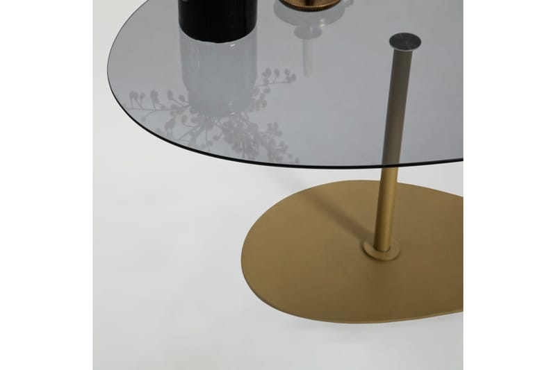 Svanabyn 90 cm Ovalt Sofabord i Glass og Metall - Grå - Møbler - Bord - Sofabord