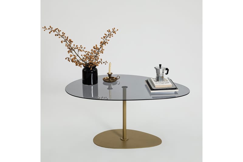 Svanabyn Sofabord 90 cm - Grå/Gull - Møbler - Bord - Sofabord