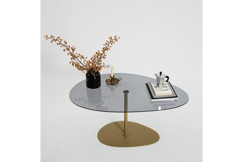 Svanabyn Sofabord 90 cm - Grå/Gull - Møbler - Bord - Sofabord