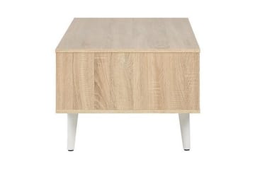 Swanea Sofabord 120 cm med Oppbevaring Skåp + Hylle - Lysebrun/Hvit - Møbler - Bord - Sofabord